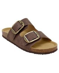 Seven7 - Griffin Faux Leather Double Strap Slide Sandal - Lyst