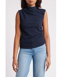 Wit & Wisdom - Asymmetric Ruched Sleeveless Mock Neck Knit Top - Lyst
