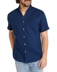 Johnny Bigg - Fresno Solid Short Sleeve Linen & Cotton Button-down Shirt - Lyst