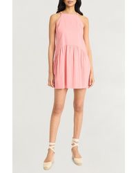 The Good Journey - Keyhole Linen Blend Minidress - Lyst