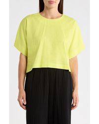 DKNY - Boxy Short Sleeve Linen Blend Top - Lyst