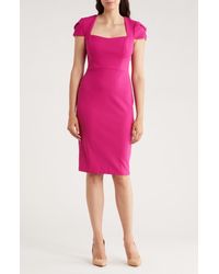 Vince Camuto - Signature Cap Sleeve Stretch Crepe Sheath Dress - Lyst