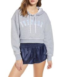 Ivy Park Baseball Logo Crop Hoodie - Gray