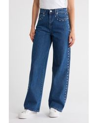 Blank NYC - Franklin Star Studded Rib Cage High Waist Wide Leg Jeans - Lyst