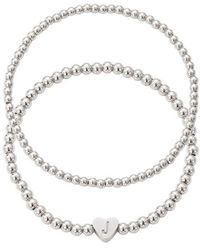 Adornia - Beaded Initial Charm Bracelet Set - Lyst