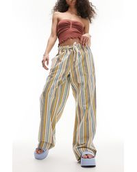 TOPSHOP - Textured Stripe Pull On Pants - Lyst
