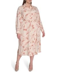 Calvin Klein - Floral Long Sleeve Shirtdress - Lyst