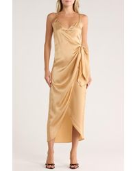 L'Agence - Amilia Silk Wrap Maxi Dress - Lyst