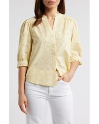 Wit & Wisdom - Embroidered Eyelet Button-Up Shirt - Lyst