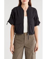 Democracy - Cinched Tie Short Sleeve Bomber Jacket - Lyst