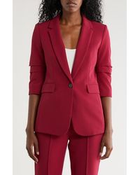 DKNY - Ruched Sleeve One Button Blazer - Lyst