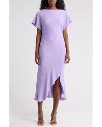London Times - Eyelet Short Sleeve Tulip Hem Midi Dress - Lyst