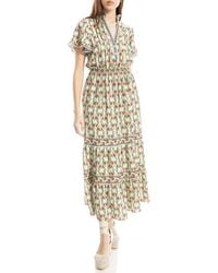Max Studio - Smocked Flutter Sleeve Maxi Dress - Lyst
