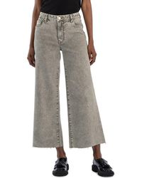 Kut From The Kloth - Meg Fab Ab High Waist Raw Hem Ankle Wide Leg Jeans - Lyst