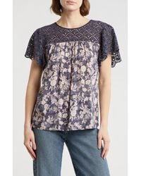 DR2 by Daniel Rainn - Knit Lace Printed Short Sleeve Top - Lyst