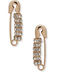 Karl Lagerfeld - Crystal Safety Pin Earrings - Lyst