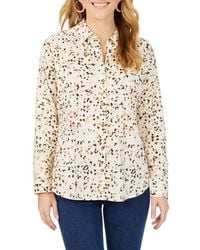 Foxcroft - Davis Layer Dots Cotton Button-Up Shirt - Lyst