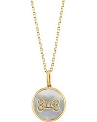 Effy - 14k Yellow Gold Mother-of-pearl & Diamond Dog Bone Pendant Necklace - Lyst