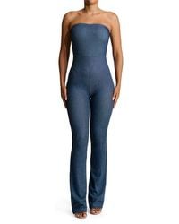 Naked Wardrobe - Strapless Bootcut Stretch Cotton Jumpsuit - Lyst
