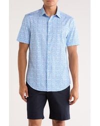 Bugatchi - Miles Short Sleeve 8-Way Stretch Ooohcotton Button-Up Shirt - Lyst
