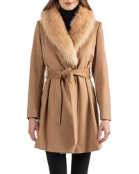 Sofiacashmere - Toscana Genuine Lamb Shearling Collar Wool Blend Coat - Lyst