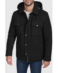 Cole Haan - Wool Blend Hooded Field Jacket - Lyst