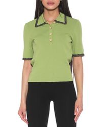 Alexia Admor - Collared Knit Short Sleeve Top - Lyst