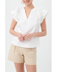 Trina Turk - Augusto Ruffle Sleeve Organic Cotton Top - Lyst