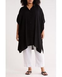 Boho Me - Button Front Sharkbite Hem Cover-Up Tunic - Lyst