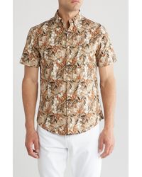 14th & Union - Trpical Mix Short Sleeve Stretch Cotton Button-up Shirt - Lyst