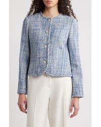 Theory - Cotton Tweed Collarless Jacket - Lyst
