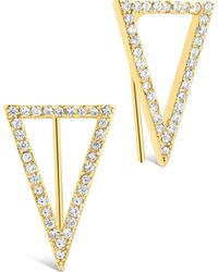 Sterling Forever - Janine Cubic Zirconia Geometric Threader Earrings - Lyst
