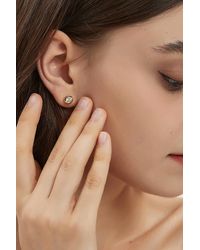 Classicharms - Aurora Gold Bezel Set White Clear Solitaire Stud Earrings - Lyst