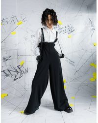 INF - Deconstructed Corset-like Wide-leg Trousers With Suspenders - Lyst