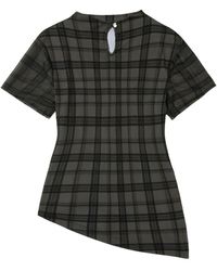 KIMZISU - Plaid Smocking T-shirt - Lyst