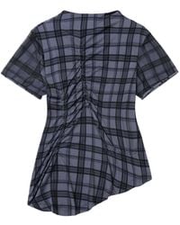 KIMZISU - Plaid Smocking T-shirt - Lyst