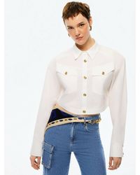 Nocturne - Cropped Shirt With Shoulder Pads - Lyst