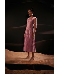 MANNATT GUPTA - Semi-sheer Scallop Patchwork Midi Dress In Pink - Lyst