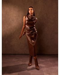tara and i - Mocha Drape Dress - Lyst