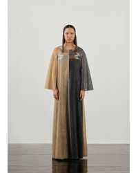 AKHL - Gold & Charcoal Metallic Kaftan Dress - Lyst