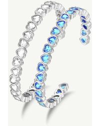 Classicharms - Silver Heart Shaped Zirconia Bangle Bracelet Set - Lyst
