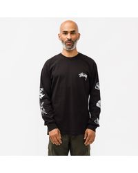 Stussy Cotton Angels Pigment Dyed Long Sleeve Tee Black for Men | Lyst