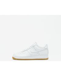 Nike Leather Air Force 1 Sneakers With Navy Swoosh And Gum Sole In Blue For Men Lyst