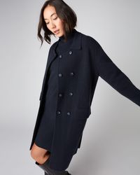 Blue Womens Clothing Coats Capes N.Peal London Womens Cashmere Knitted Cape in Navy Blue 