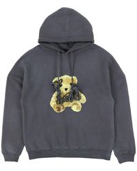 we11done Embroidered Teddy Hoodie - Grey
