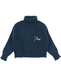 Rhude Embroidered Cropped Jumper - Blue