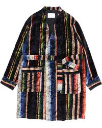 Toga Virilis Velvet Stripe Gown Coat - Black