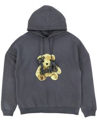 we11done Embroidered Teddy Hoodie - Grey