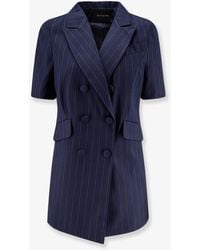 ACTUALEE - Double-Breasted Pinstriped Blazer - Lyst