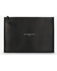 Givenchy - Leather Clutch Bag With Lettering Logo On The Front - Lyst